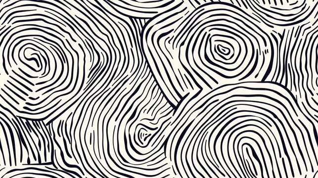 abstract drawing resembling wood grain patterns made with black ink lines on a light beige background, offering a visually intriguing natural effect.