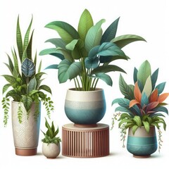 Obraz premium Tropical house plant set in a modern pot or vase isolated on white background