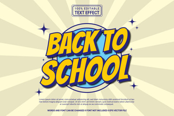 Editable text effect Back to school 3d cartoon template style modern premium vector