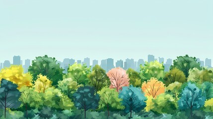Traditional forest and trees illustration poster background