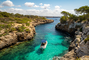 Cala Beltrán is a beautiful small hidden cove, very popular among scuba divers and tourists, located in the municipality of Llucmajor, Mallorca, Balearic Islands, Spain