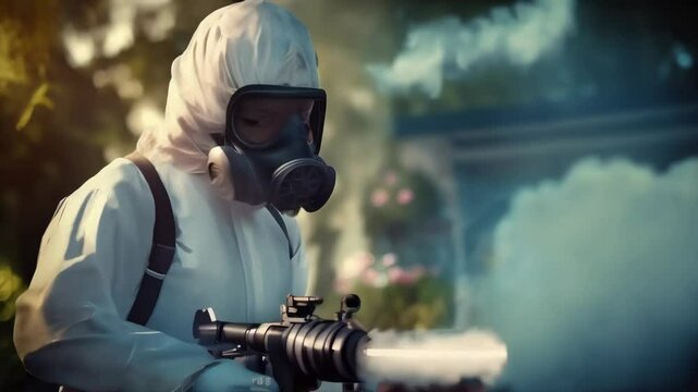 Protective suit and gas mask fumigation