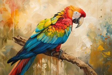 Obraz premium Colorful Parrot on a Branch.