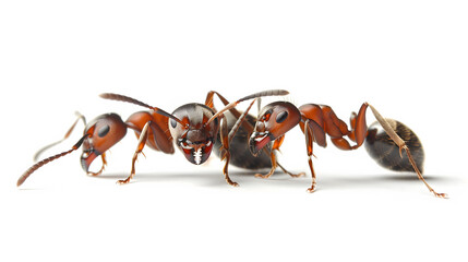 Fototapeta premium Two brown ants are standing next to each other