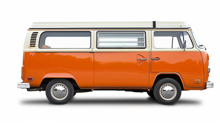 vintage orange van isolated on white 