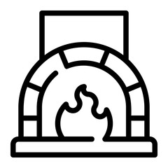 wood fired oven line icon