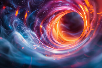 Obraz premium Hypnotic vortex with a blend of fluid shapes and vibrant, swirling colors,