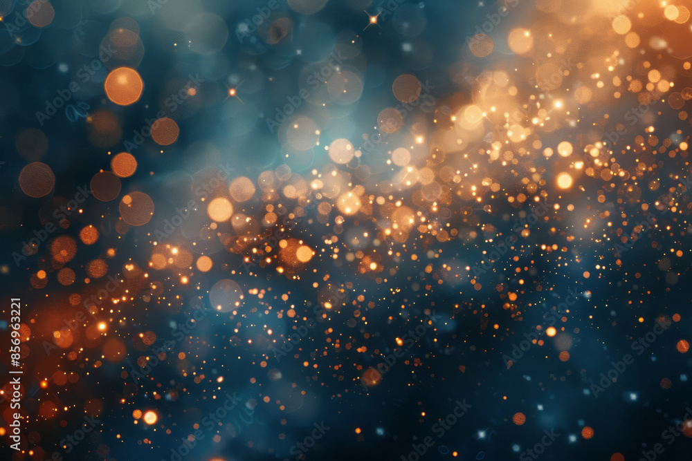 Poster Shimmering particles floating in an abstract universe, captured in close-up,