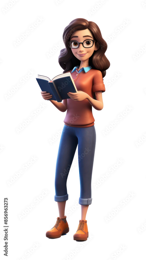 Poster PNG Reading glasses cartoon female.