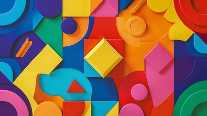 Colorful wallpaper image depicting diferent colorful shapes