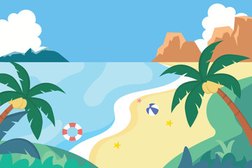 summer illustration, with the concept of a summer festival on the beach. Suitable banners, flyers, posters, backgrounds