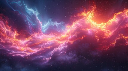 Obraz premium Cosmic nebula with vibrant energy waves in a mesmerizing celestial display.