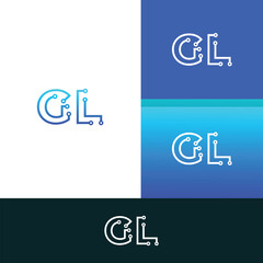 Technology GL, LG letter logo design template elements. Modern abstract digital alphabet letter logo.