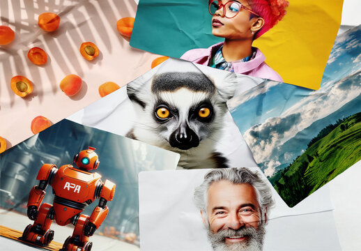 Self Adhesive Paper Collage Mockup