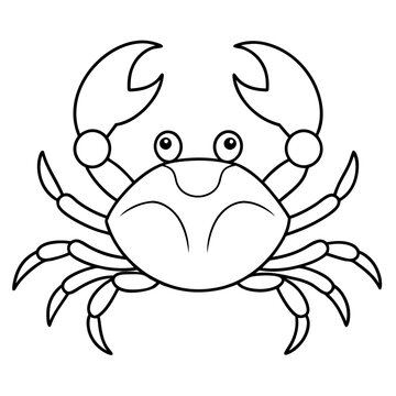 recommend clip art: crab  anime line art vector illustration