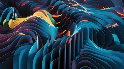 Obraz premium Abstract wallpaper created from Blue 3D Undulating lines. Colorful 3D Render