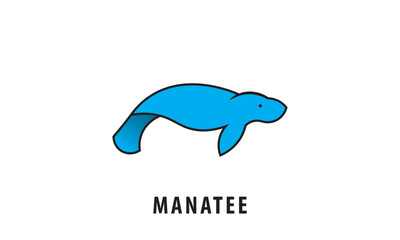 Manatee logo design, manatee logo design template,sea wildlife,Sea Lions Flat Icon