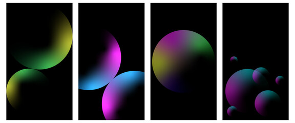Abstract Gradient Poster Background Vector Set. A minimalist cover template with a bright perspective of a collection of geometric shapes. Perfect design for social media, cover, banner, flyer