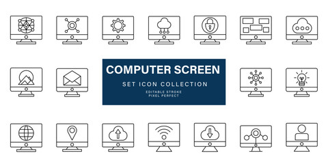 set computer screen vector icon collection