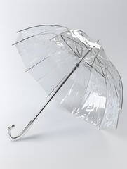 Clear Plastic Umbrella Record Player on White Background

