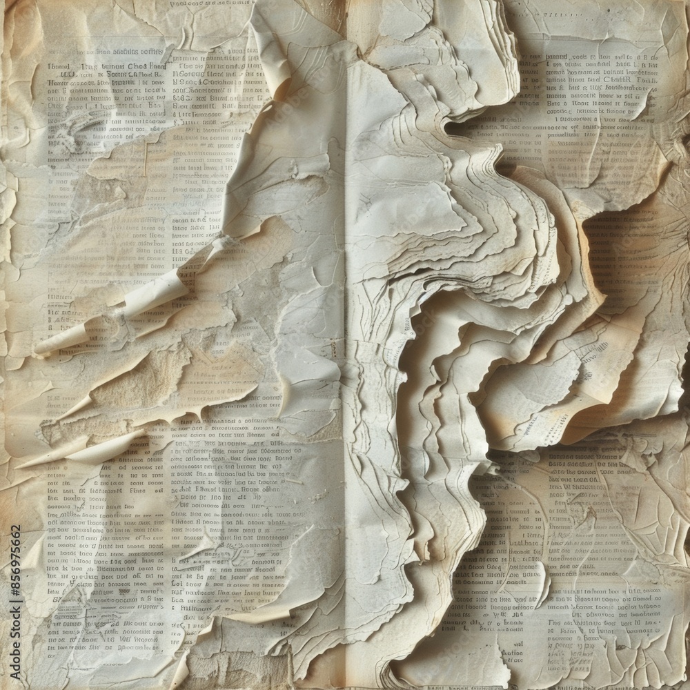 Poster page with creased pages and faded textural patterns.