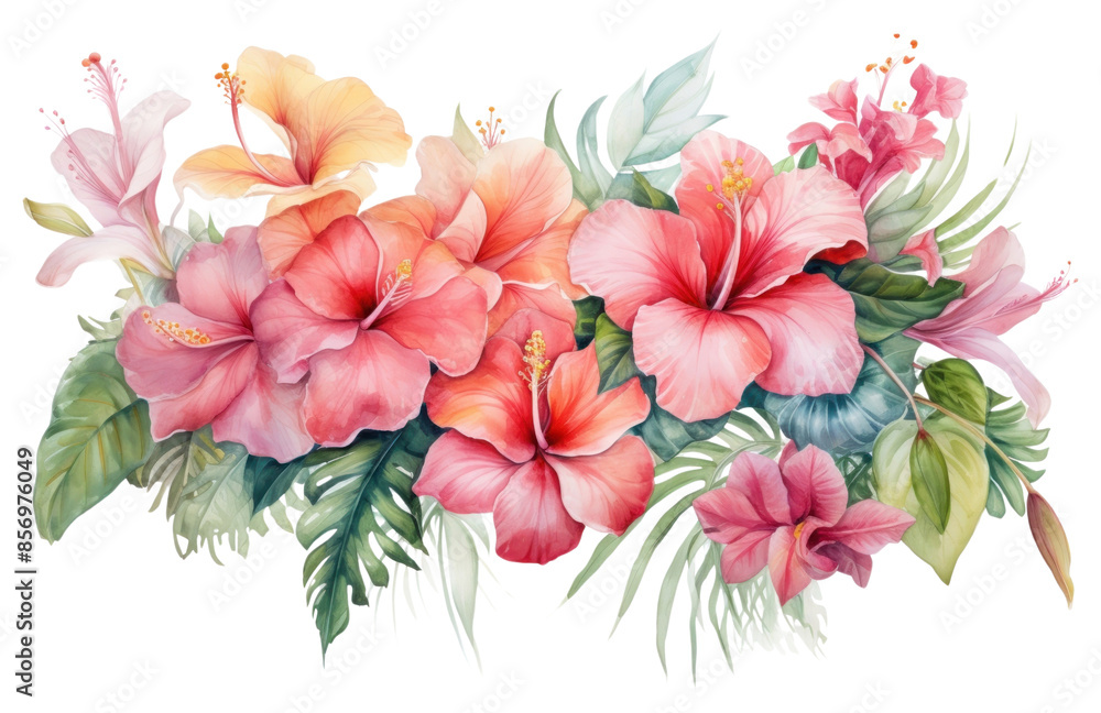 Sticker png tropical flowers hibiscus nature plant.