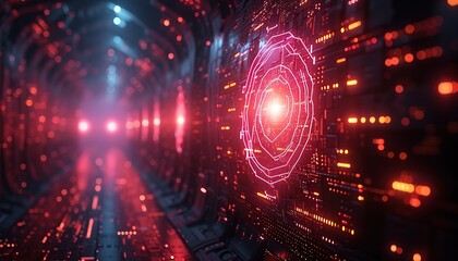 Fototapeta premium Internet technologies, the development of the online Internet, bright Internet networks on a dark neon background