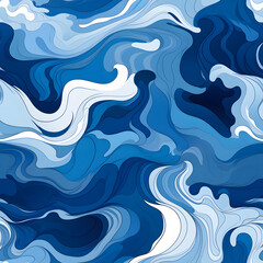 Abstract blue and white fluid wave pattern background. Modern liquid marble texture for design projects, wallpapers, and prints.