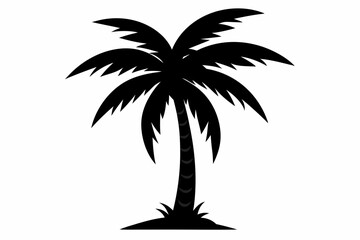 Palm tree Silhouette, set of black silhouettes of a palm tree, silhouette of a palm tree isolated
