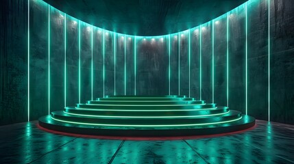 Cool Future Stage with Green and Black Colors