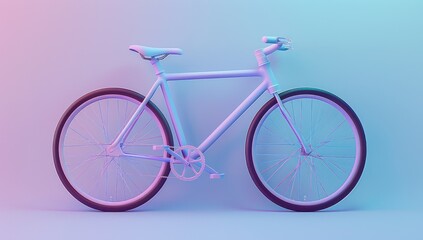 Fototapeta premium White Bicycle in a Blue and Purple Gradient Background
