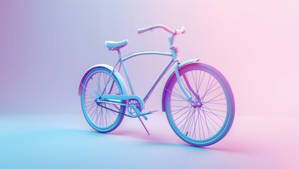 Fototapeta premium Blue Cruiser Bike in Neon Lighting