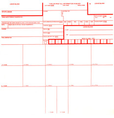 Blank fingerprint card form, for fingerprint registration of those accused of a crime