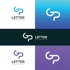 GP, PG letter logo design template elements. Modern abstract digital alphabet letter logo.