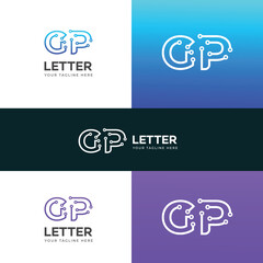Obraz premium Technology GP, PG letter logo design template elements. Modern abstract digital alphabet letter logo.