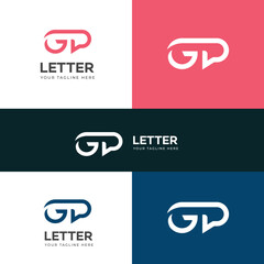 GP, PG letter logo design template elements. Modern abstract digital alphabet letter logo.