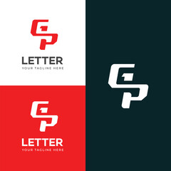 GP, PG letter logo design template elements. Modern abstract digital alphabet letter logo.