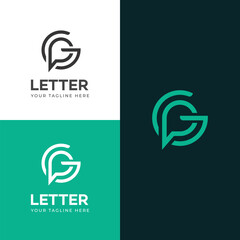 GP, PG letter logo design template elements. Modern abstract digital alphabet letter logo.