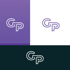GP, PG letter logo design template elements. Modern abstract digital alphabet letter logo.