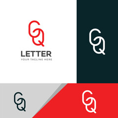 GQ, QG, CQ, QC letter logo design template elements. Modern abstract digital alphabet letter logo.