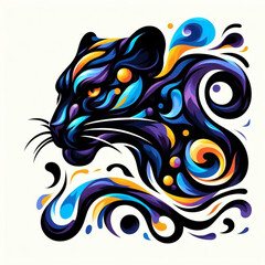 Fototapeta premium 17. Majestic panther materializes from kaleidoscopic smoke, its ebony fur shimmering in mystical aura - a captivating, otherworldly vision.