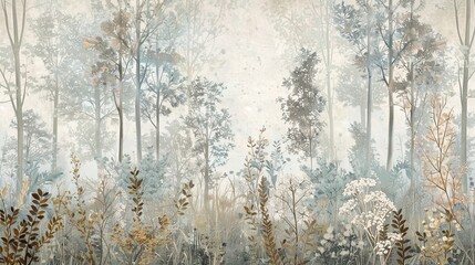 Mystical Forest Clearing: This wallpaper showcases a dreamy, pale clearing in a mystical forest, surrounded by ephemeral