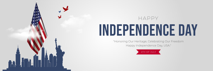 Independence Day USA Banner and Greeting Card. 4th of July United States Independence Day Celebration Design Vector Illustration