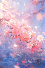 Fototapeta premium Beautiful dreamy cherry blossom pink background