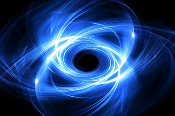Blue light swirl on black background. Abstract light swirl concept.