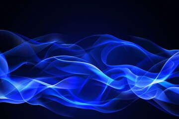 Fototapeta premium Abstract blue light wave on dark background