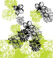 Lime and black floral design 