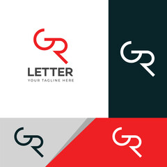 Obraz premium GR, RG letter logo design template elements. Modern abstract digital alphabet letter logo.