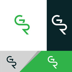 GR, RG letter logo design template elements. Modern abstract digital alphabet letter logo.