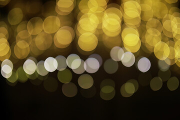 Abstract Blurred Circle Lights in Bokeh Effect, Warm Yellow and Cool White Tones